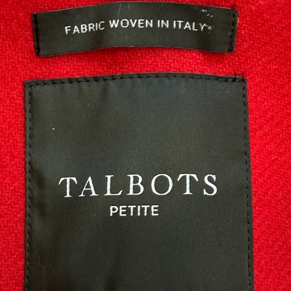 Talbots Petite Red Wool Blend Button Front Coat Gold Chain Detail Petite 4P NWT - Picture 13 of 16